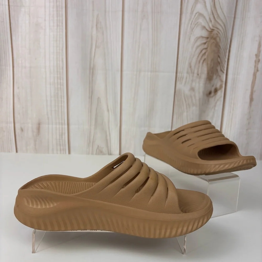 KuaiLu Recovery Slide Sandals Comfort Orthopedic Support Plantar Fasciitis Tan 8 - Picture 2 of 14